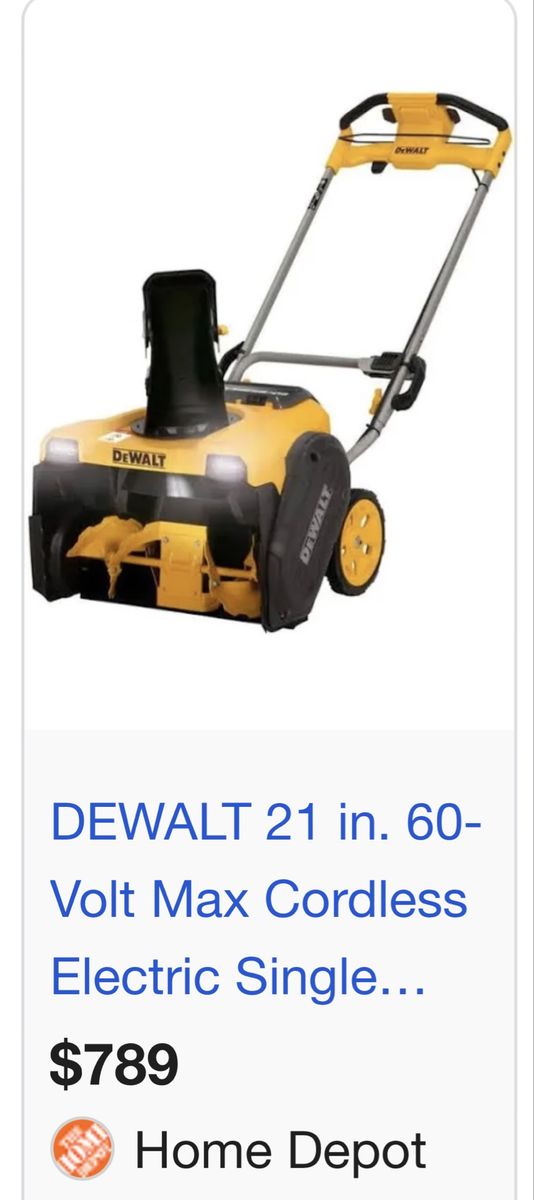 DEWALT 21 in. 60V MAX Single Stage Cordless Electric Snow Blower w/ FlexVolt 12.0Ah Battery