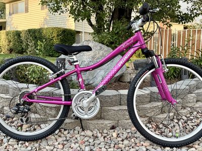 Specialized Hotrock 24" Kids Mountain Bike - Pink/Purple, 21-Speed, Front Suspension