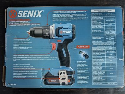 SENIX X2 20V Cordless Brushless 1/2" Drill Driver Kit with Bag, Battery & Charger New in Box
