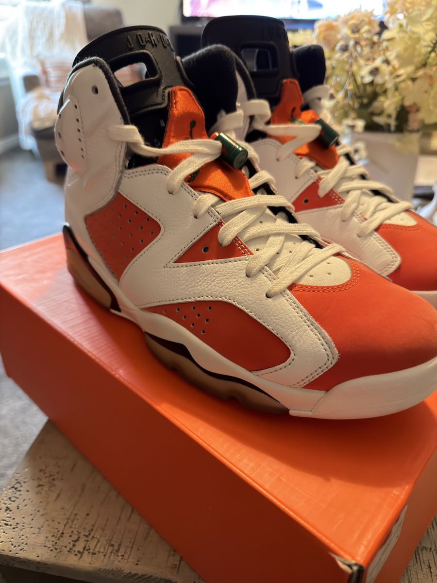 Nike Air Jordan 6 VI Retro 'Gatorade' Basketball Shoes Men's Size 10 White/Orange/Black