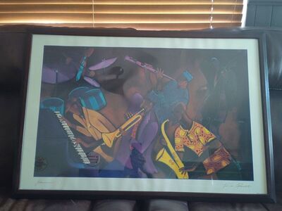 "Jammin" Tana Powell Framed Lithograph Print 1993