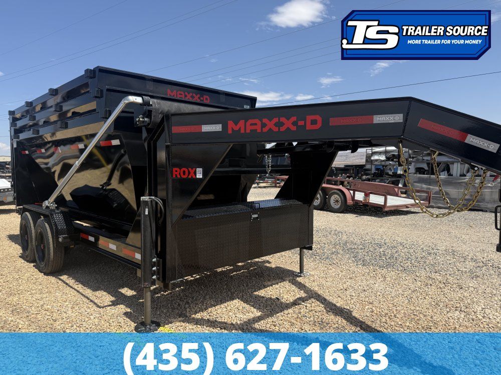 Maxx-D ROX Gooseneck 7x14 ft Roll Off Trailer  17.5K GVWR Electric Tarp