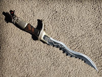 Fantasy Dragon Dagger Knife with Sheath - Decorative Collectible Blade, Dragon Head Hilt, 24"