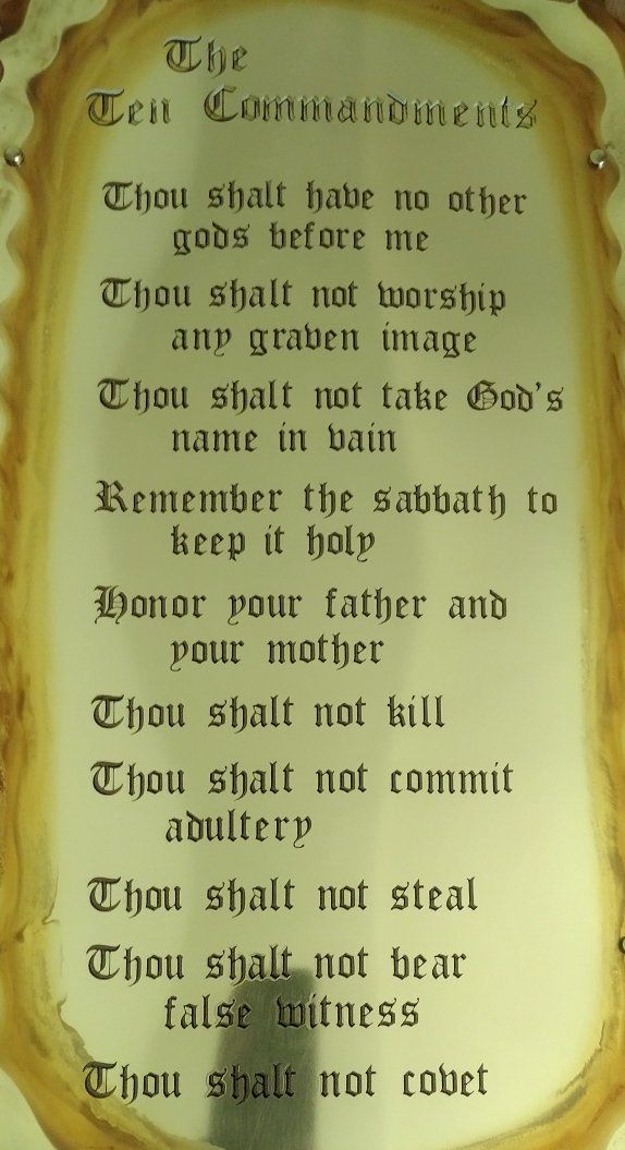 Vintage Ten Commandments Wood Plaque with Gold-Tone Inscription