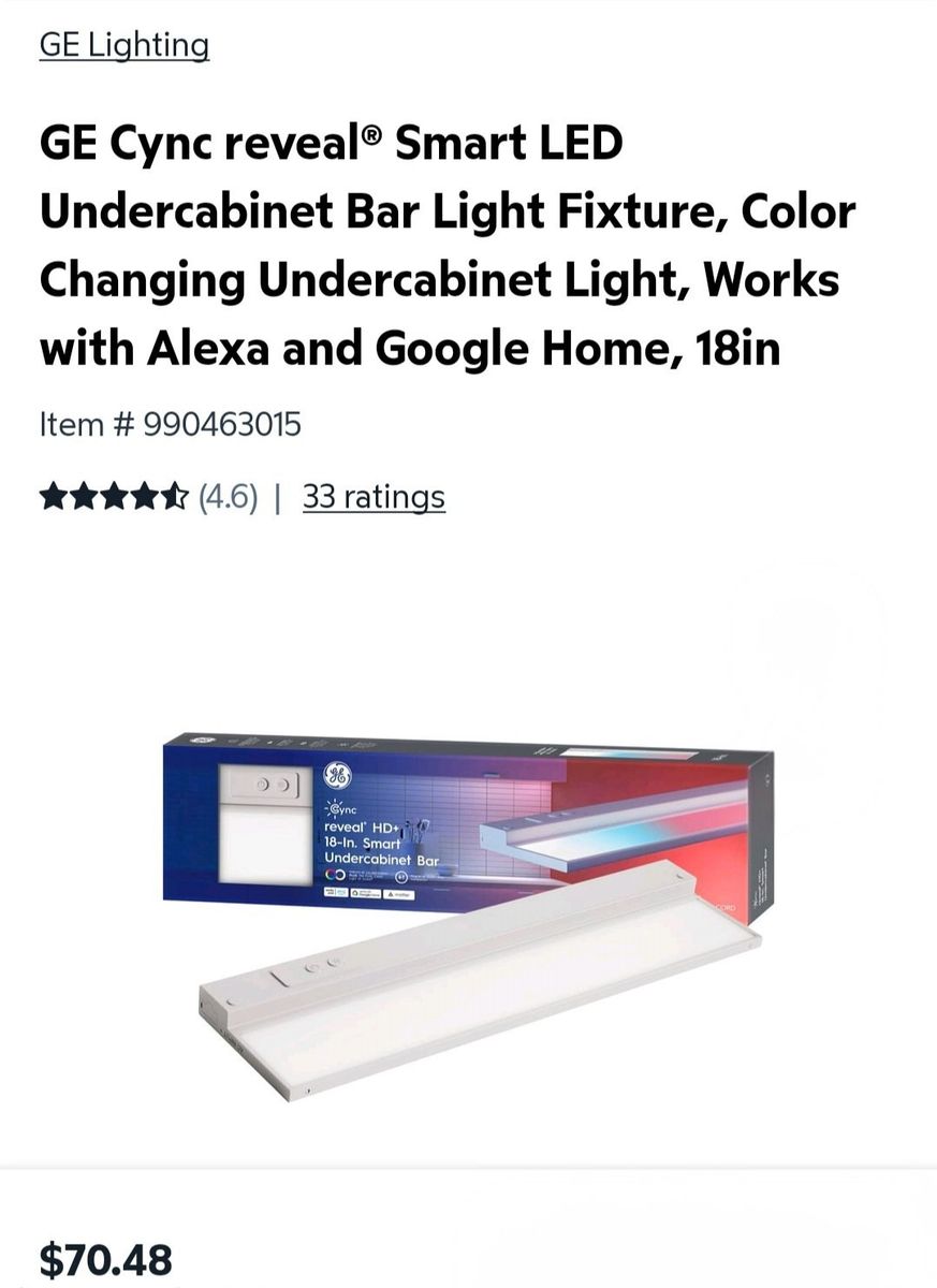 GE Cync reveal HD+ 24-in Smart Undercabinet Bar Light - White Tones & Millions of Colors