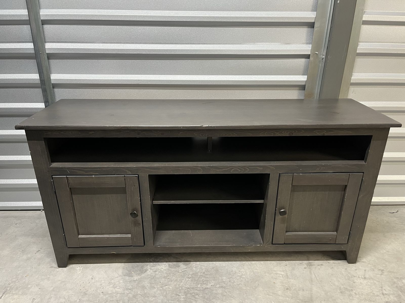 Gray Wood TV Stand Media Console with Cabinets and Open Shelves - RC Willey bought