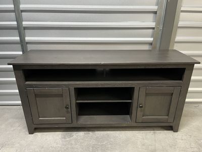 Gray Wood TV Stand Media Console with Cabinets and Open Shelves - RC Willey bought