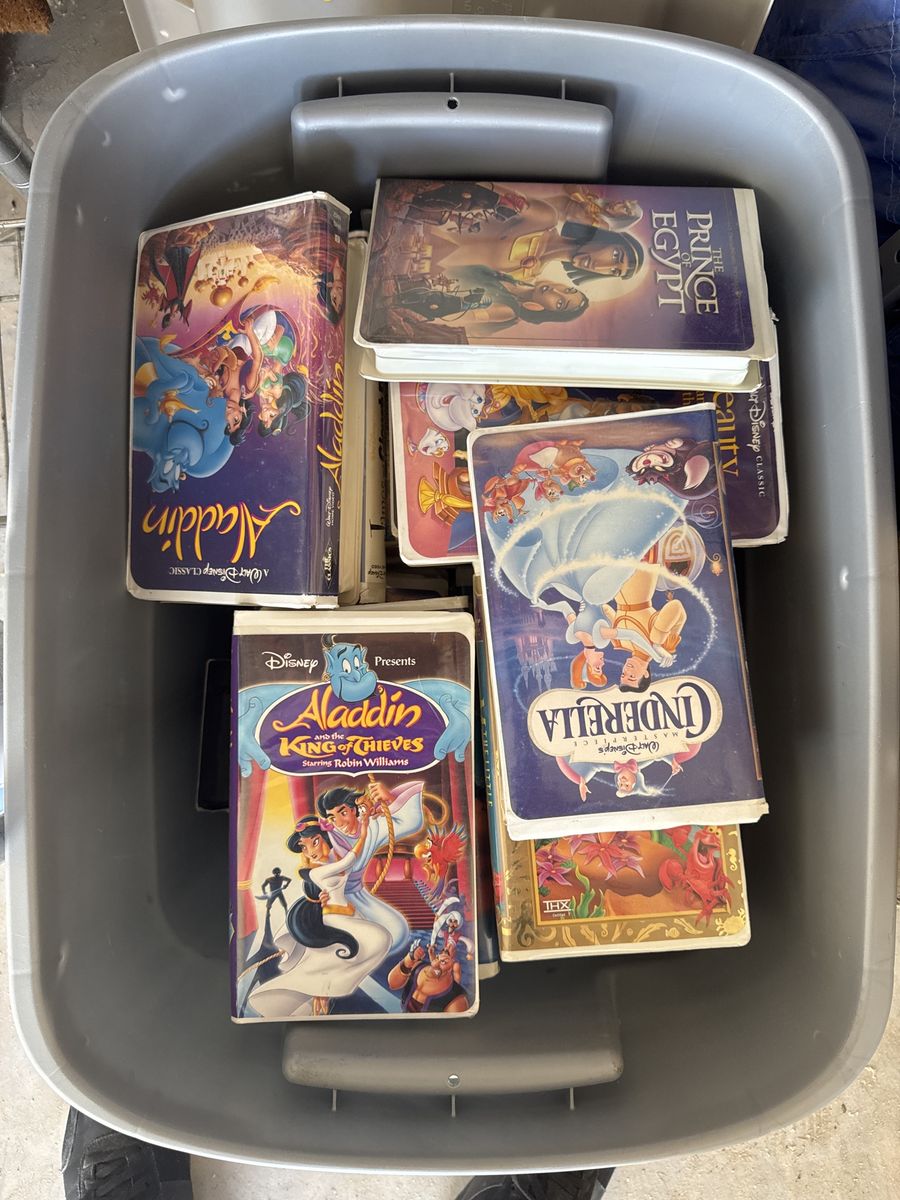 Box of Disney VHS Tapes