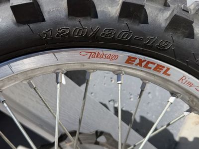 Dirtbike rear and front wheels with great tires!