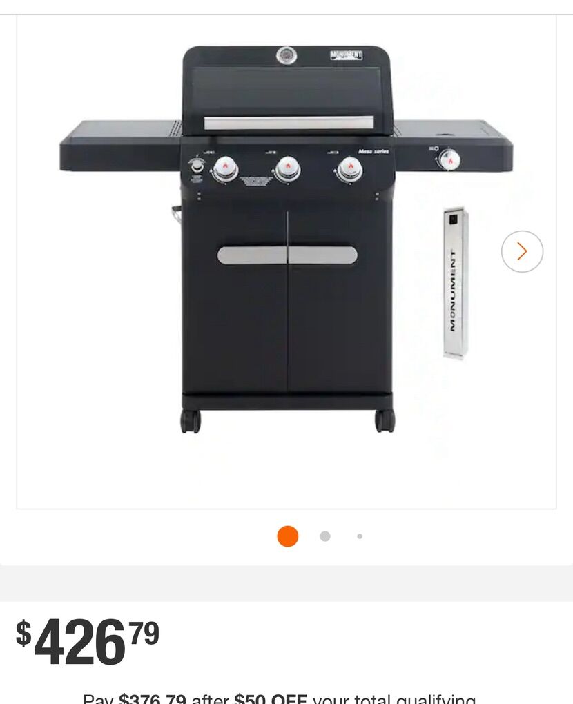 Monument Grills Mesa 3-Burner LP Black Grill NEW