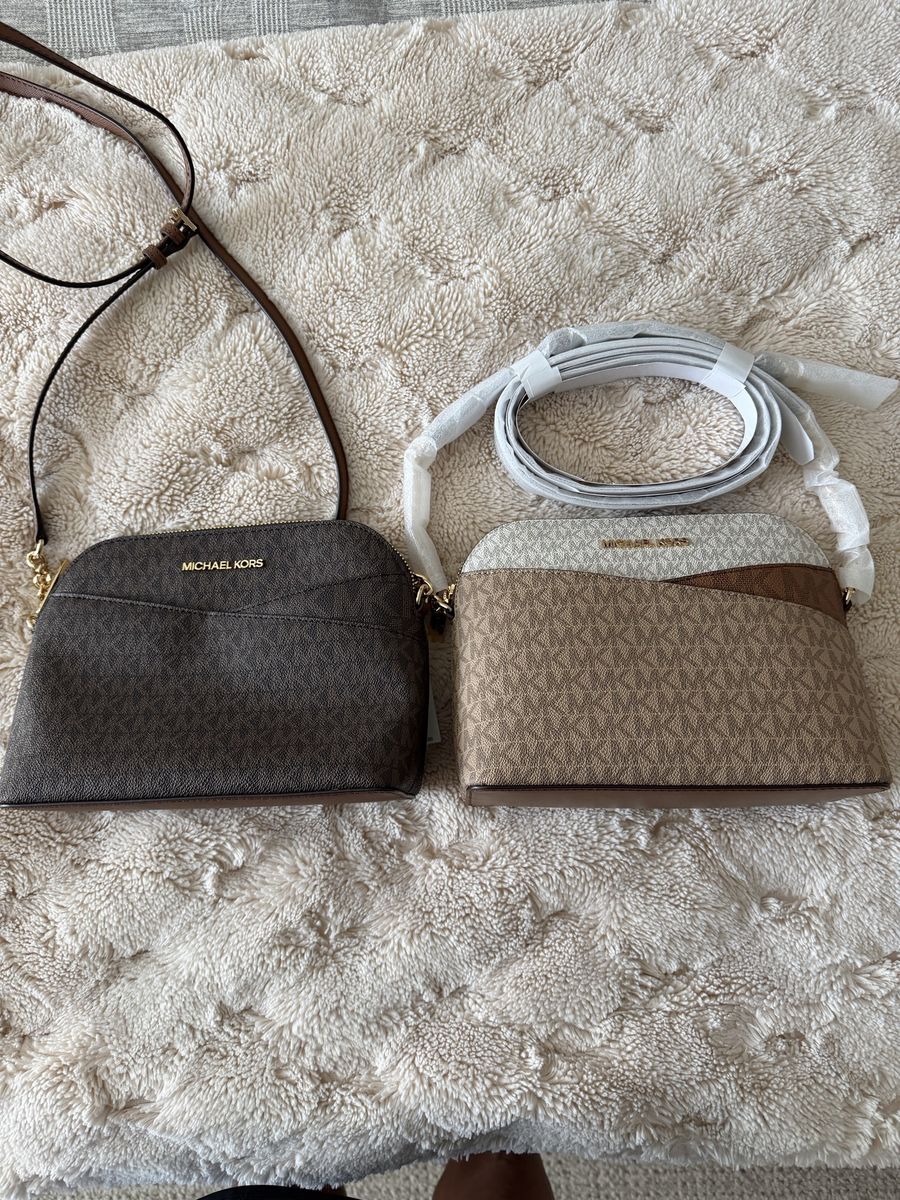 Michael Kors Logo Dome Crossbody Bag - Dark Brown & Multi-Color. Brand new never used