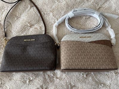 Michael Kors Logo Dome Crossbody Bag - Dark Brown & Multi-Color. Brand new never used