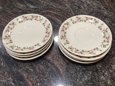 FRANCISCAN Woodside 4 saucers retro vintage pink flowers no trim cottagecore more available