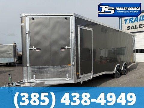 8.5x29 Alcom Aluminum All Sport Enclosed Trailer - 7'0" Interior - 10K GVWR - Rear Spoiler w/ Load Lights, Roadside Door, Roof