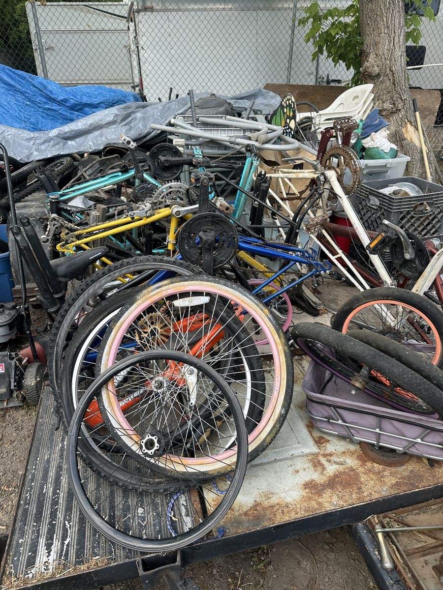 Assorted Bicycle Frames and Parts - Large Lot for Scrap or Repair