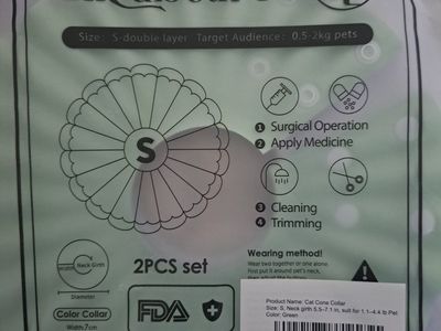 AIMOE Soft Cat Cone Elizabeth Collar Set - Size Small (2-Piece Set) Green