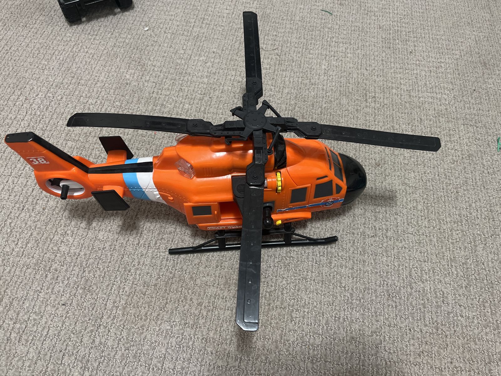 Adventure Force Orange Coast Guard Helicopter Toy with Working Winch & Spinning Blades