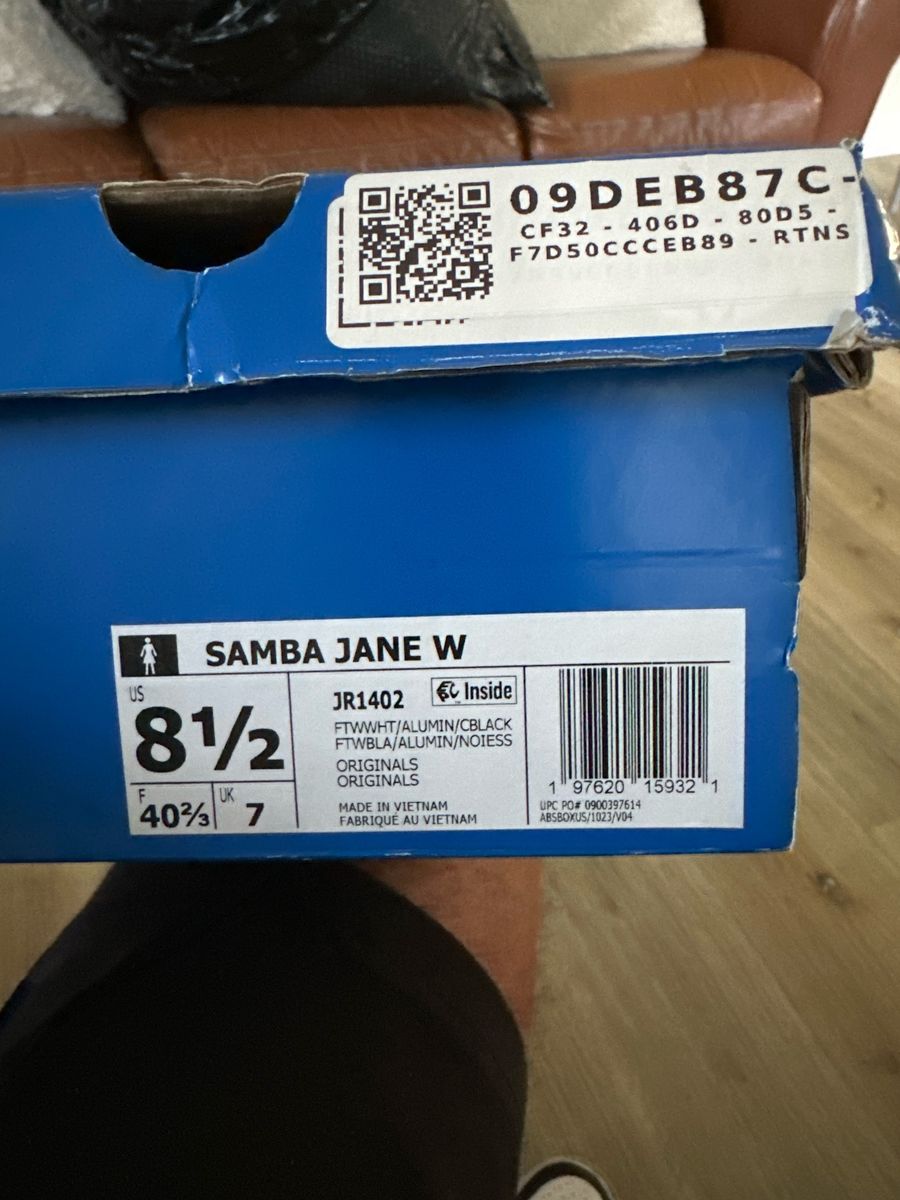 $85 Adidas Samba Jane W US 8.5 Sneakers - White/Black/Alumin - StockX Verified