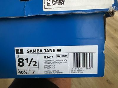 $85 Adidas Samba Jane W US 8.5 Sneakers - White/Black/Alumin - StockX Verified