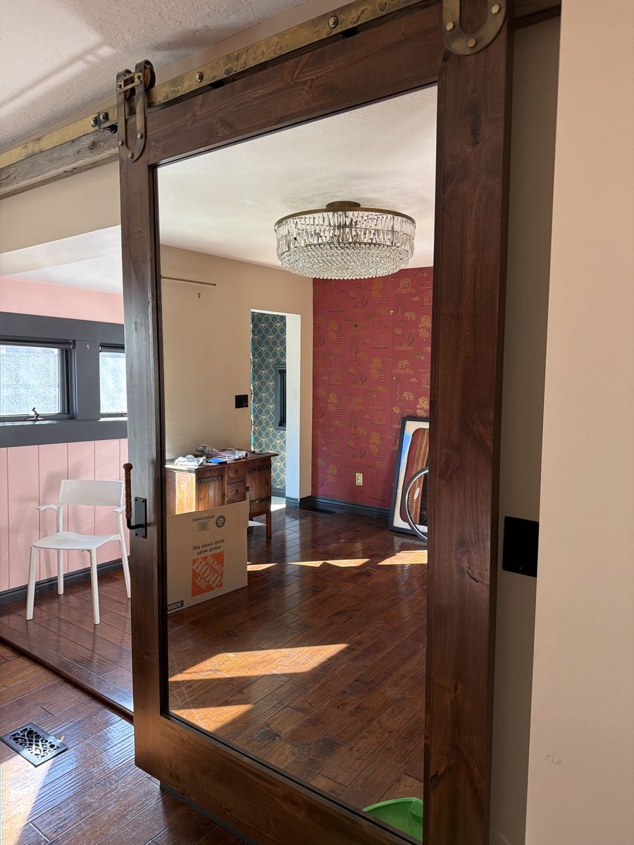 Mirror barn door. 81 inches by 47 inches.