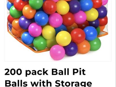 PLAY22 200-pack Ball Pit Balls with Storage Bag - 7 Bright Colors