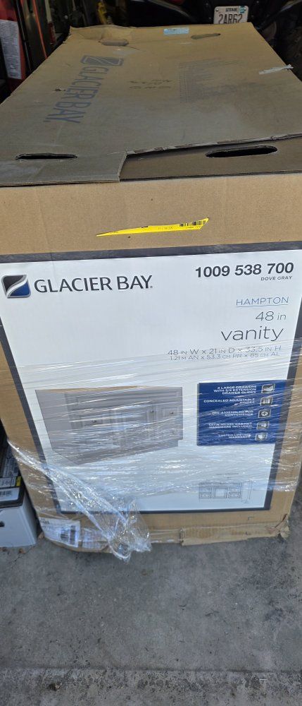 Glacier Bay Hampton 48-inch Dove Gray Bathroom Vanity Cabinet with Soft-Close Doors