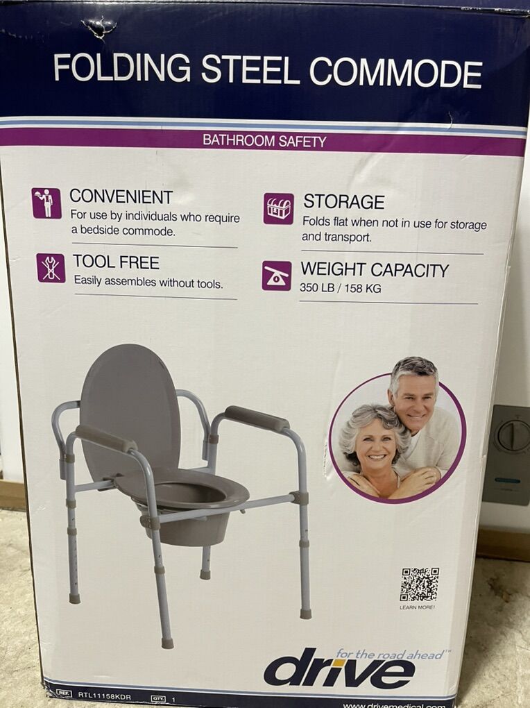 Almost New Drive Folding Steel Commode