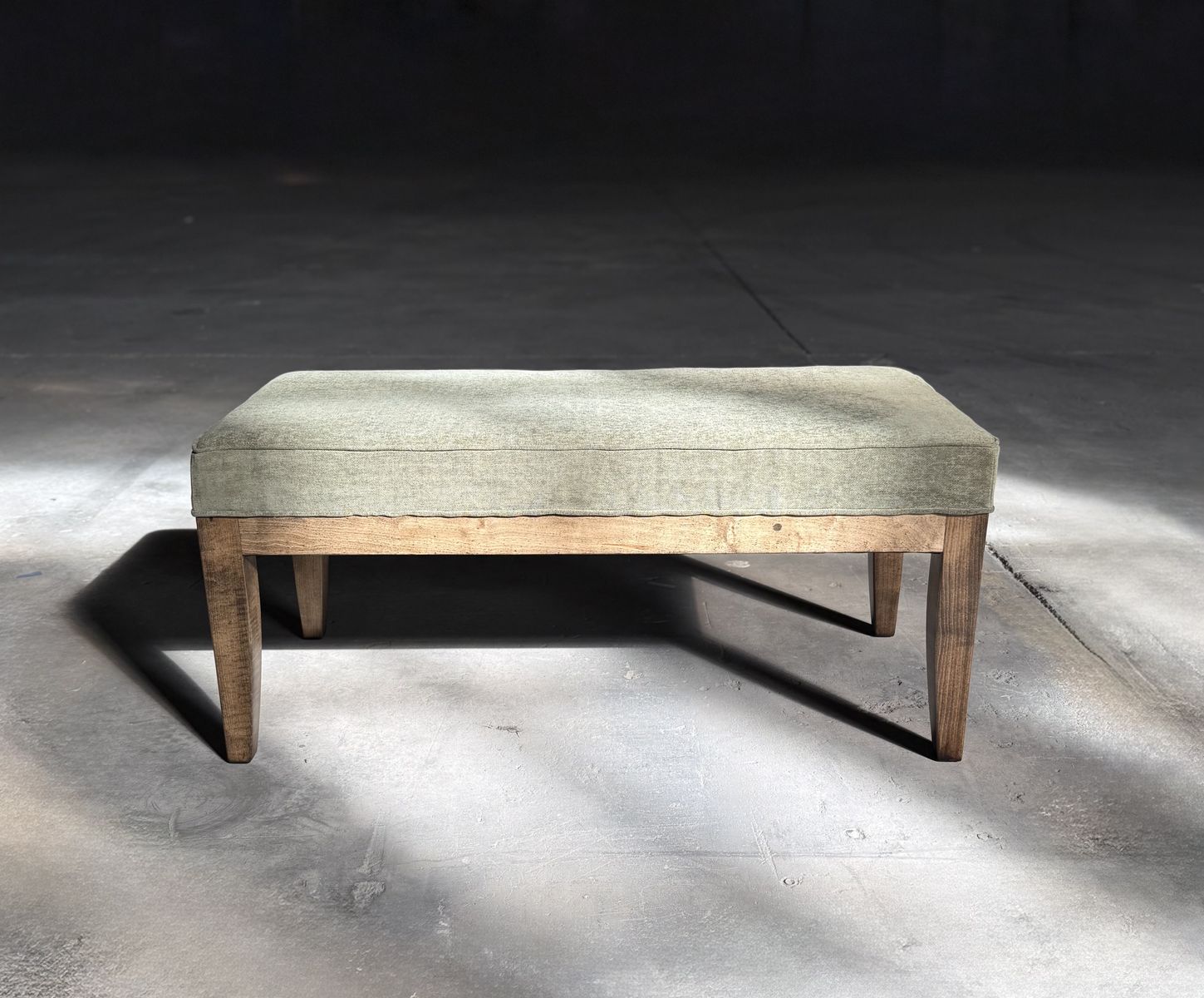 Upholstered mid century modern bench