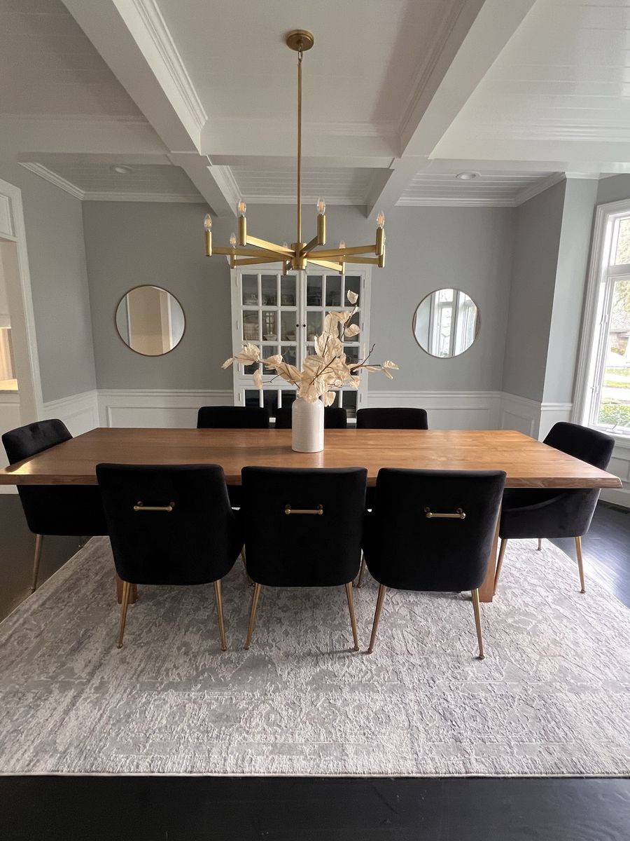 Crate & Barrel Montana 82” Live Edge Dining Table - Solid Ash with Brass Inlay
