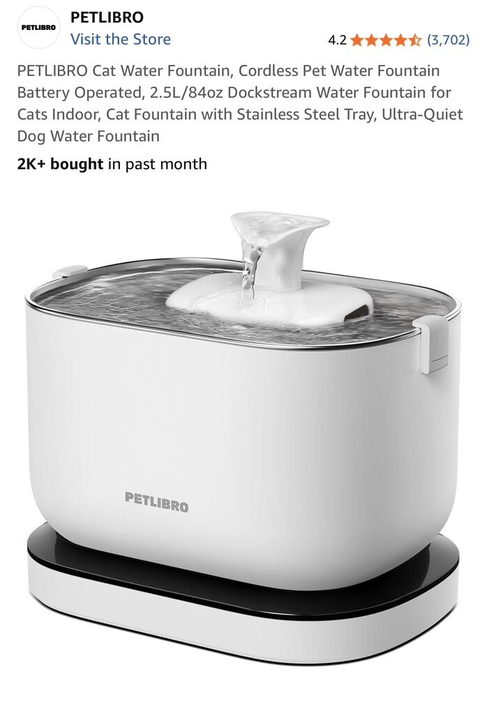 Perlibro Cat Or Dog Water Fountain