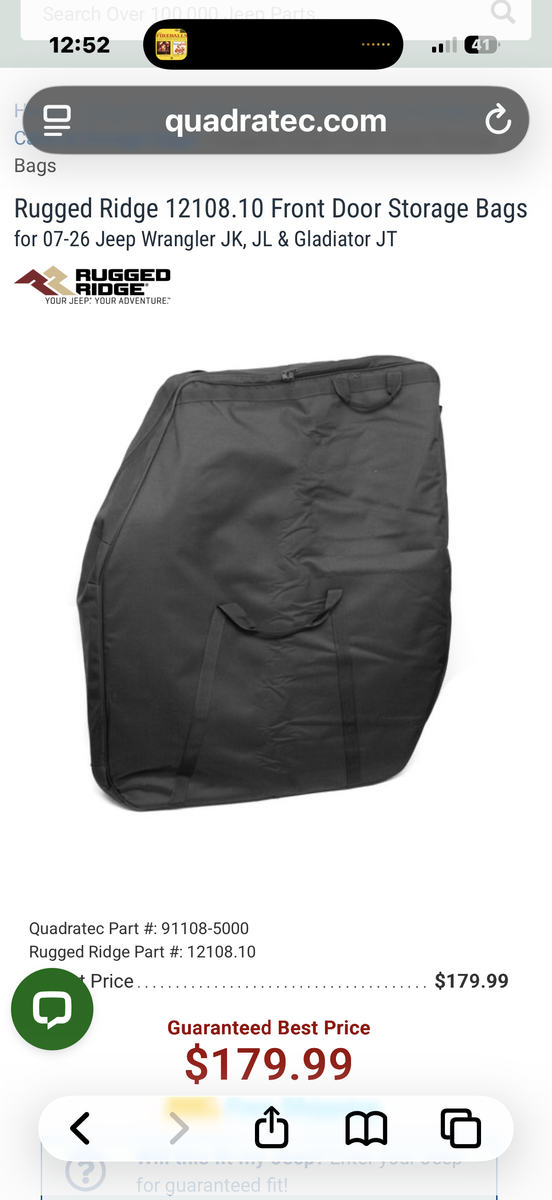 Jeep Wrangler 2 Door Storage Bag
