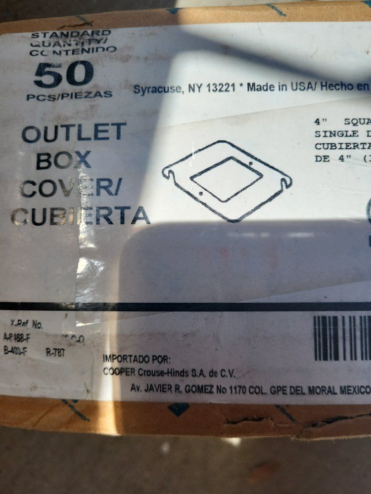 Cooper Crouse-Hinds TP480 4" Square Flat Blank Single Device Outlet Box Cover (50 Pcs)