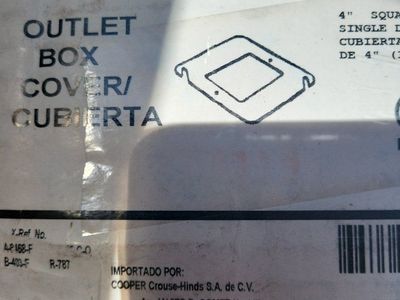 Cooper Crouse-Hinds TP480 4" Square Flat Blank Single Device Outlet Box Cover (50 Pcs)