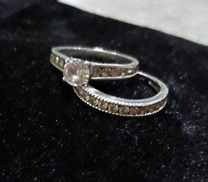 Two-Piece CZ Bridal Set Engagement and Wedding Rings