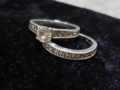 Two-Piece CZ Bridal Set Engagement and Wedding Rings