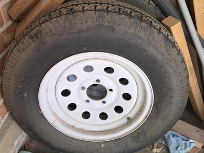 Tow-Master ST205/75R15 Radial Trailer Tires w/ White Wheel - Like Nee