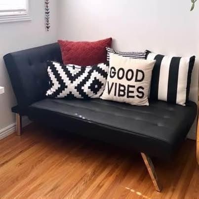 Black Faux Leather - Chaise Lounger