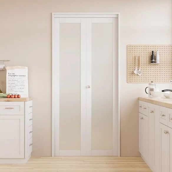 White Bifold Door with frosted glass