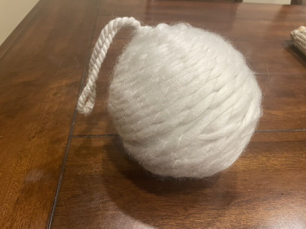 New Large 6 Inch White Yarn Ball Ornament