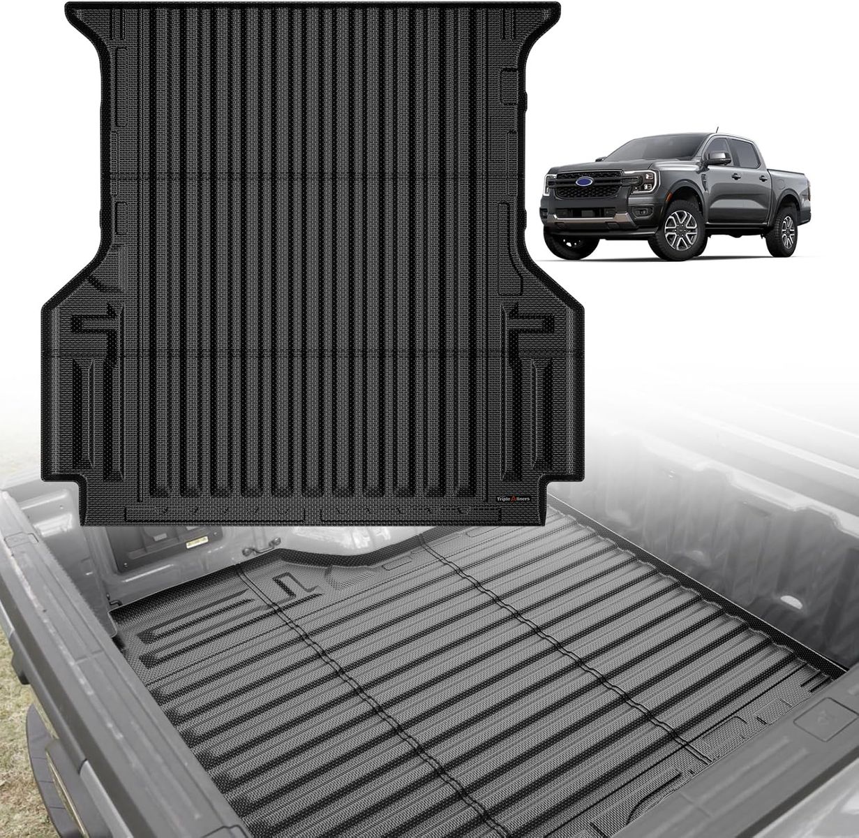 2024-2026 Ford Ranger 5' All Weather Protection, TPE Pickup Bed Liner with Raised Wall