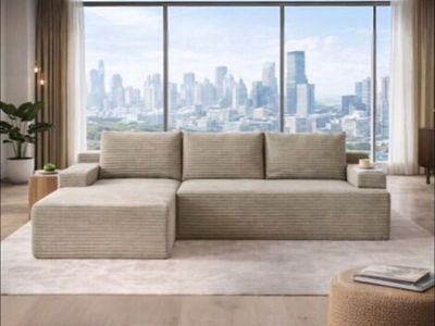 NEW 96” Sectional Cloud Couch Sofa Sand Color
