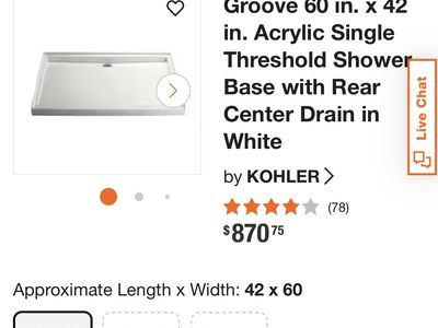 KOHLER Groove 60 in. x 42 in. Acrylic Single Threshold Shower Base