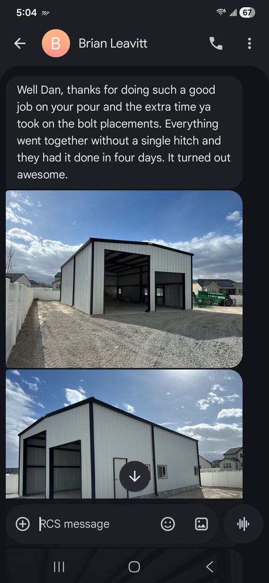 Concrete, foundations, excavation, flatwork, walkout basements, retaining walls.