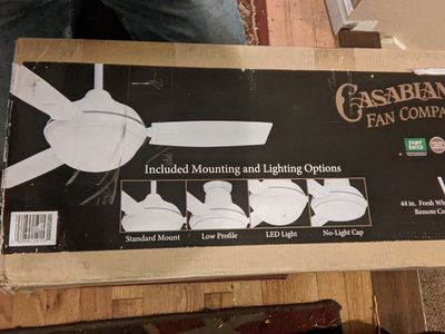 Casablanca Verse 44in Fresh White Ceiling Fan w/ Remote, LED Light & Mounting Options