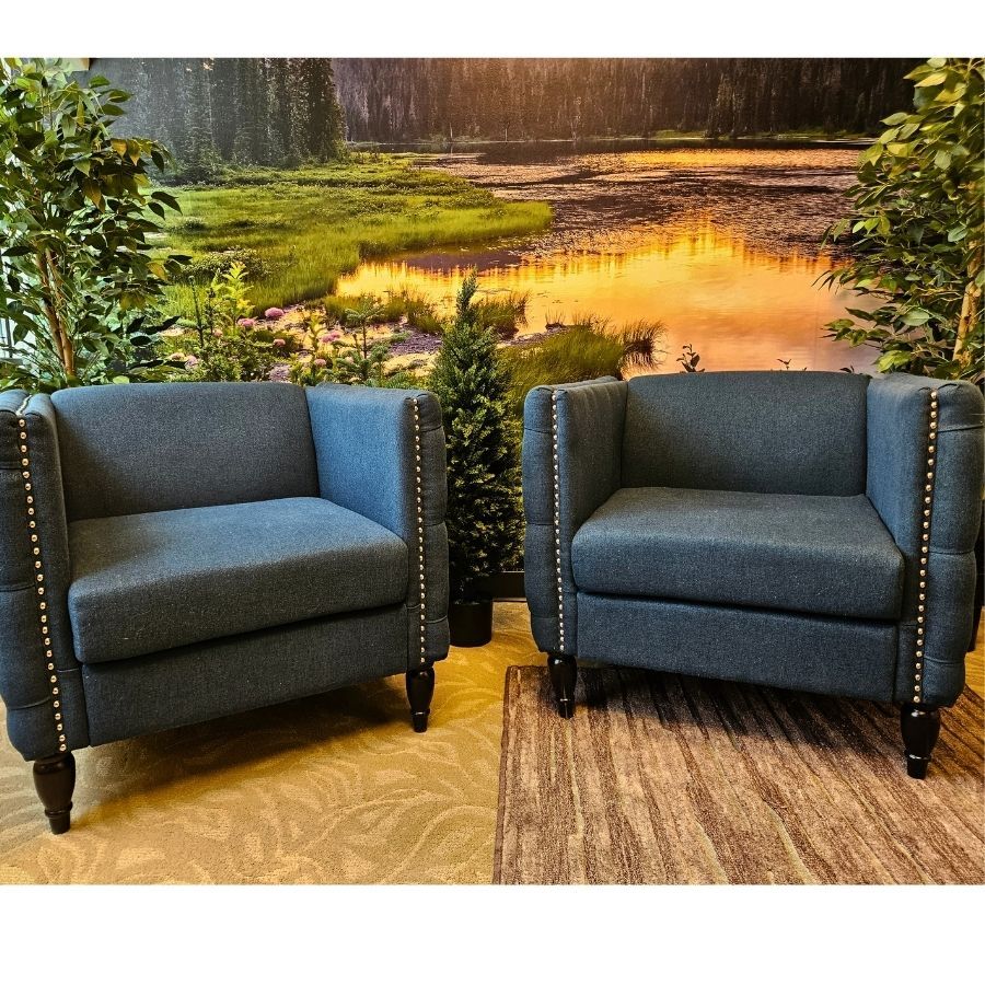 Set of 2 Navy Blue Accent Chairs