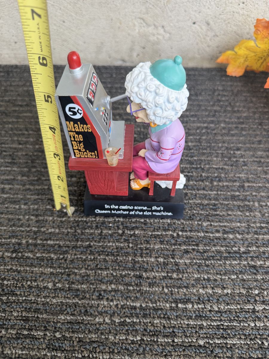 Vintage Casino Grandma Slot Machine Figurine Collectible Decor
