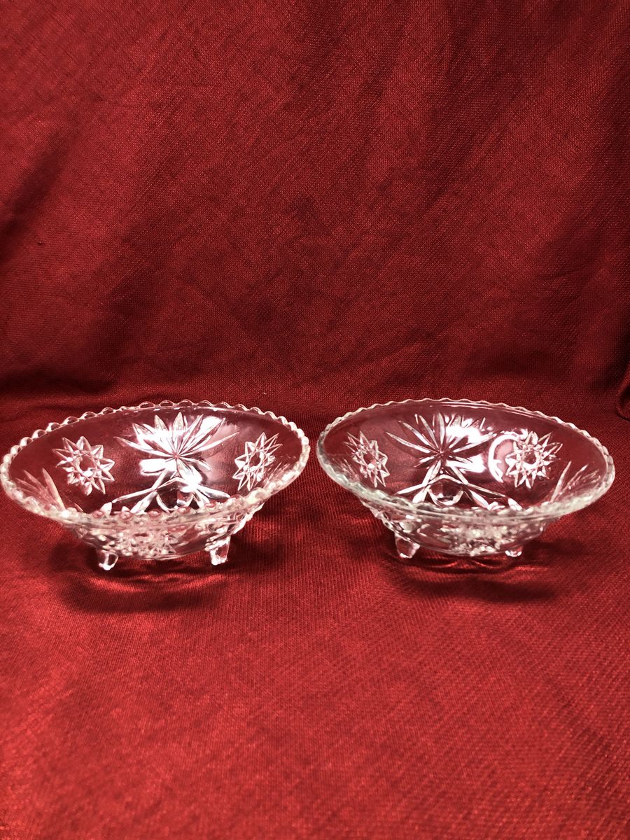 Set of 2 Vintage Anchor Hocking Star of David Footed Compote Dishes