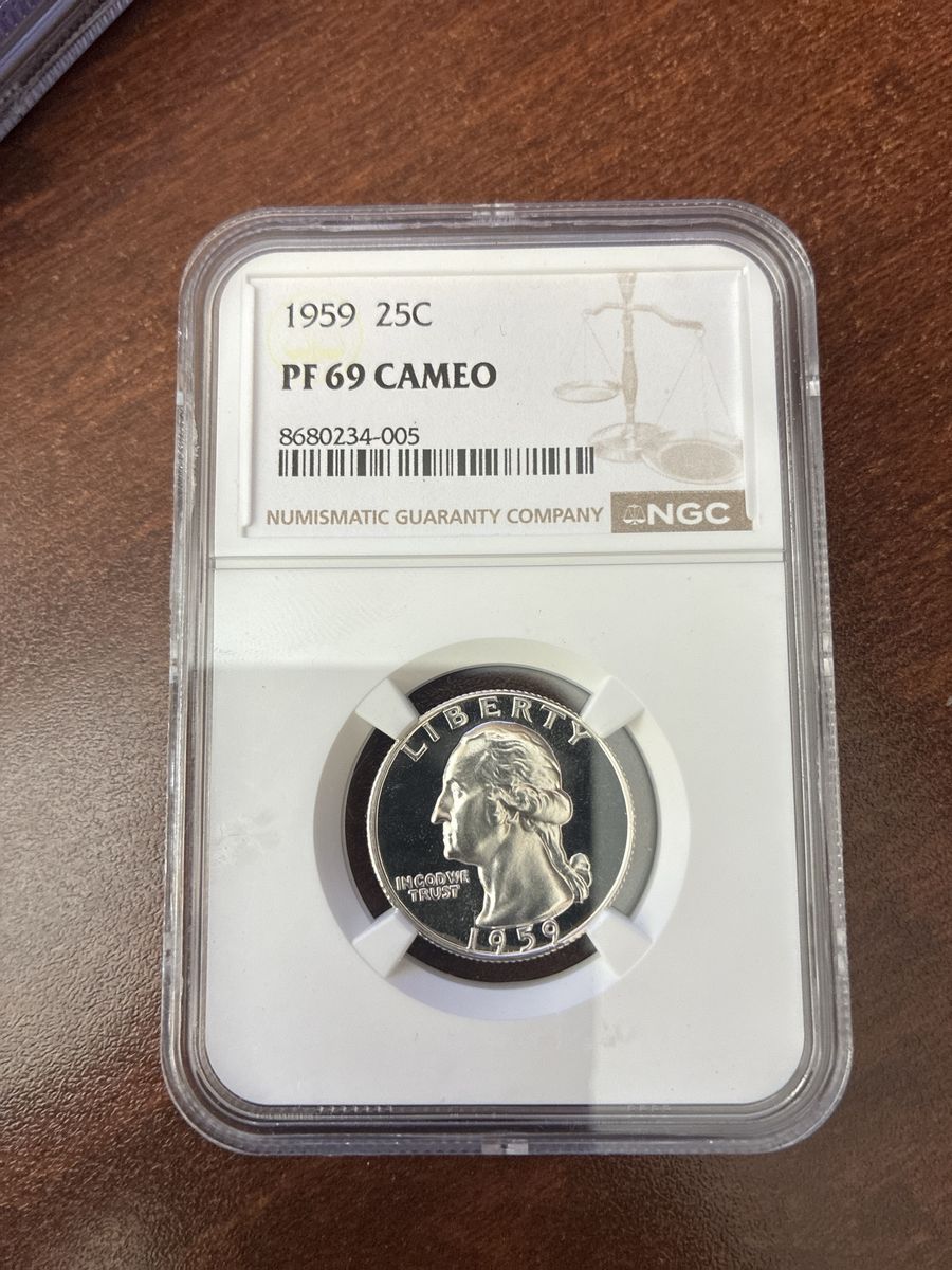 1959 Washington Quarter 25C NGC PF 69 CAMEO Certified Graded Coin