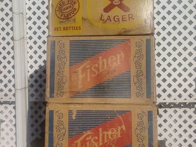 3 vintage utah Fisher beer cardboard boxes