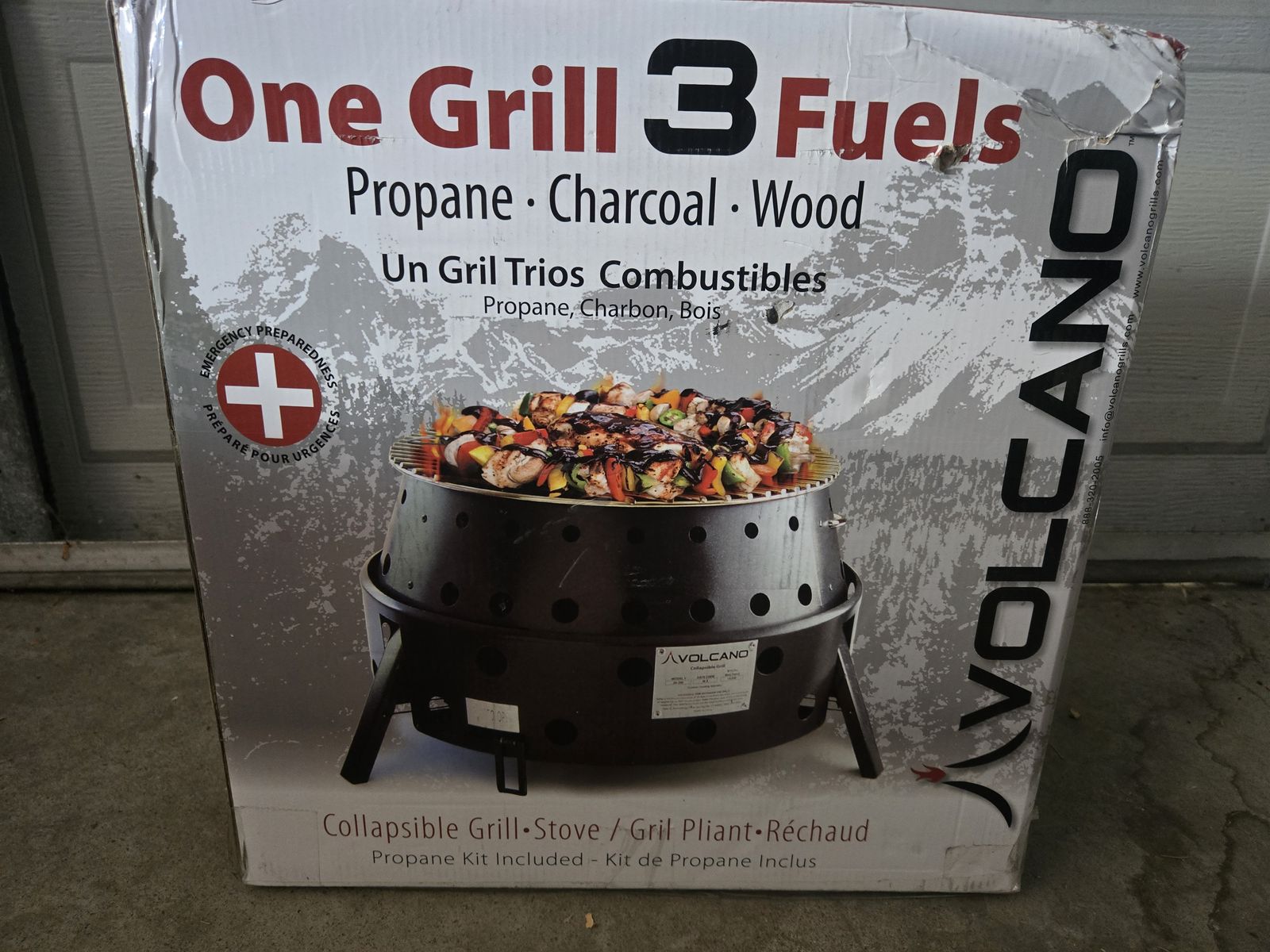 Volcano Collapsible Propane Charcoal Wood 3-Fuel Grill Stove